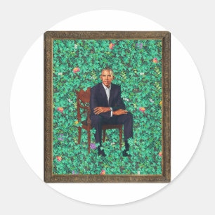 Sticker Rond Obama Portrait Tee _1