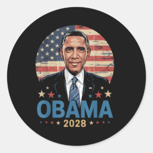 Sticker Rond Obama Président Vintage 2028 Obama