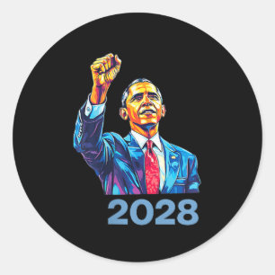 Sticker Rond Obama Président Vintage 2028 Obama _20