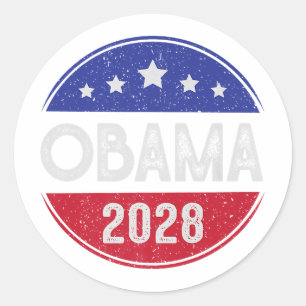 Sticker Rond Obama Retro drapeau Vintage patriotique 2028 Polit