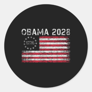 Sticker Rond Obama Retro Us Vintage Drapeau Patriotique 2028 Po