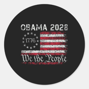 Sticker Rond Obama Retro Vintage Us Drapeau Patriotique 2028 17