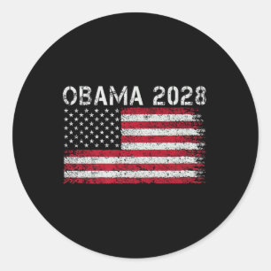 Sticker Rond Obama Retro Vintage Us Drapeau Patriotique 2028 Po