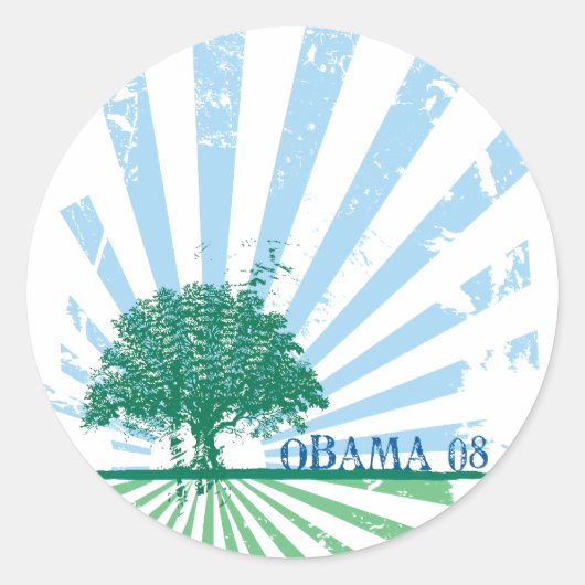 Sticker Rond Obama vert (Devant)