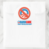 Sticker Rond Obamacare - Commence à faire la queue maintenant (Sac)