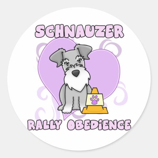 Sticker Rond Obéissance au rallye Kawaii Schnauzer (Devant)