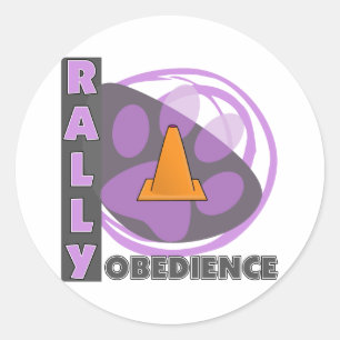 Sticker Rond Obéissance au Rallye violet cool
