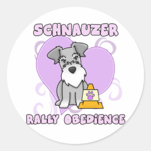 Sticker Rond Obéissance de rassemblement de Schnauzer de Kawai