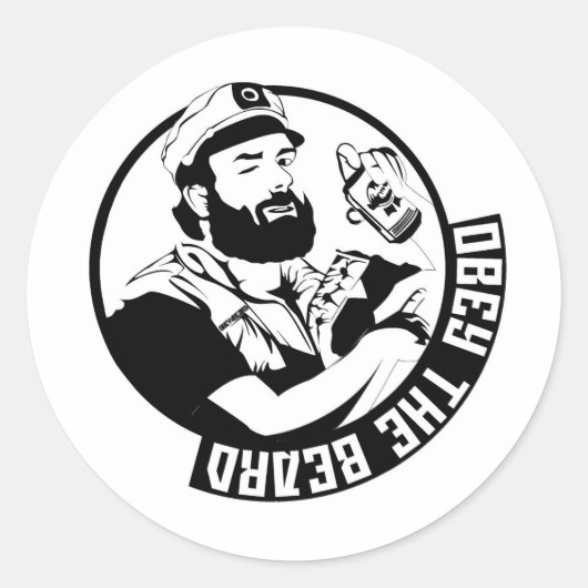 Sticker Rond Obéissez à la barbe (Devant)