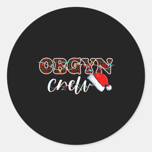 Sticker Rond Obgyn Crew Christmas Lights Santa Hat  (Devant)