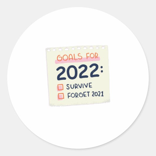 Sticker Rond Objectifs pour 2022 : Survivre, Oublier 2021 (Devant)