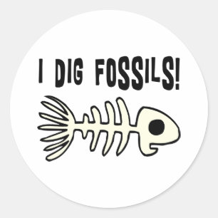 Sticker Rond Objet cadeau Funny Fossil