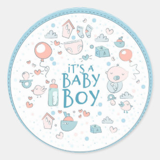 Sticker Rond Objets Bébé à main mignonne