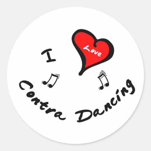 Sticker Rond Objets Contra Dancing - I Heart Contra Dancing (Devant)