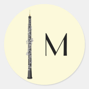 Sticker Rond Oboe Musicien professeur de musique