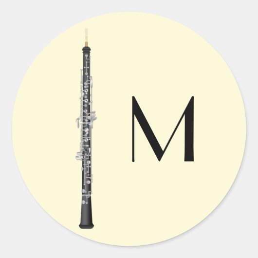 Sticker Rond Oboe Musicien professeur de musique (Devant)