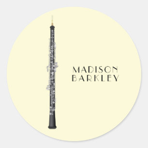 Sticker Rond Oboe Musicien professeur de musique