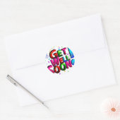Sticker Rond Obtenez bientôt le texte bon de confettis (Enveloppe)