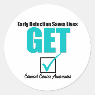 Sticker Rond Obtenez le dépistage précoce vérifié - cancer 