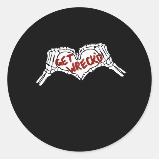 Sticker Rond Obtenir épave Squelette Main Heart Classic (Devant)