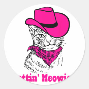 Sticker Rond Obtenir Meowie Chat Maman Western Cowgirls Bachelo