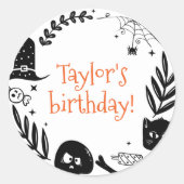 Sticker Rond Obtenons Éffrayant Halloween fête d'anniversaire F (Devant)