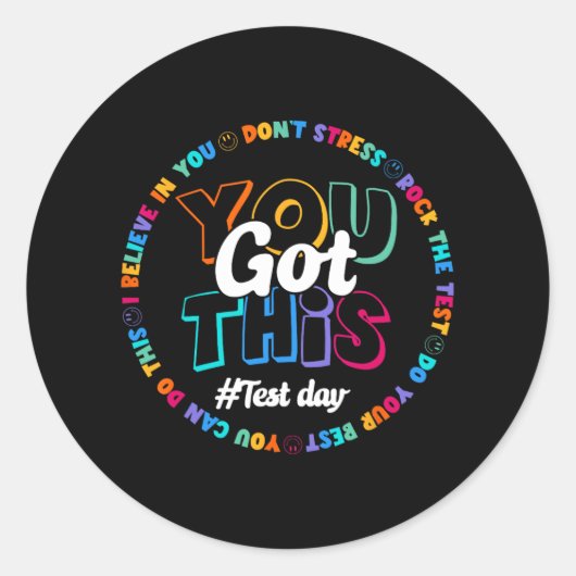 Sticker Rond Obtenu Ce Jour Test Motivation Test Jour Enseignan (Devant)