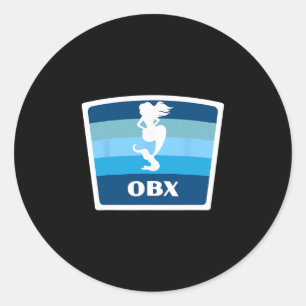 Sticker Rond Obx Caroline du Nord Nc Sirène Outer Nks Vacances