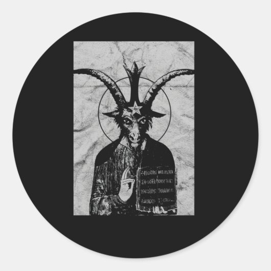Sticker Rond Occulte Baphomet Gothique Grunge Satan Devil Black (Devant)
