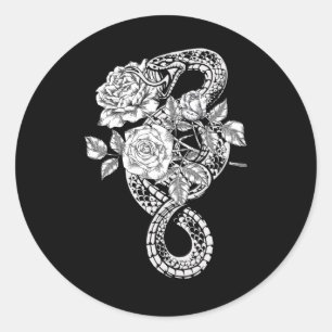 Sticker Rond Occulte Serpent Rose Wicca Goth Witchcraft