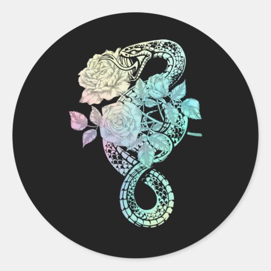 Sticker Rond Occulte Serpent Rose Wicca Pastel Goth Witchcraft (Devant)