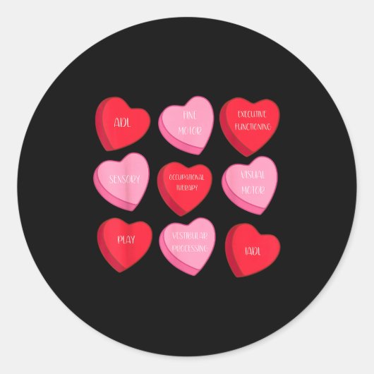 Sticker Rond Occupational Therapy Heart Candy Valentine Day Ot  (Devant)