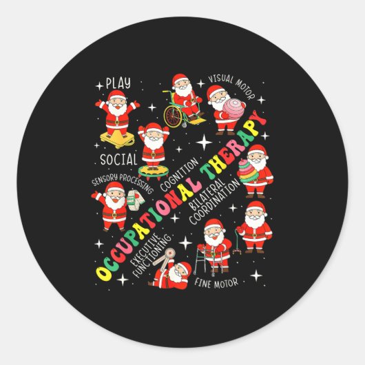 Sticker Rond Occupational Therapy Retro Groovy Ot Santa Therast (Devant)