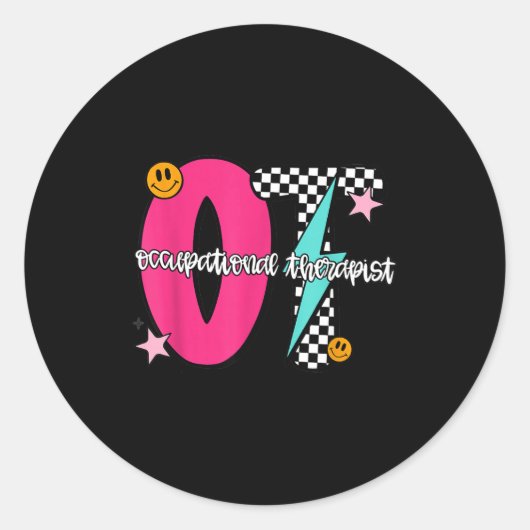 Sticker Rond Occupational Therast Retro Checkered Ot Graduation (Devant)