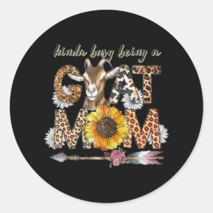 Sticker Rond Occupé Être Chèvre maman mignonne maman ferme anim