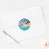 Sticker Rond Océan aigue-marine Plage tropicale Paysage Merci (Enveloppe)