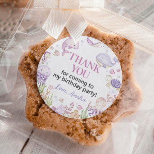 Sticker Rond Ocean Animals Girl Under the Sea Anniversaire