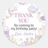 Sticker Rond Ocean Animals Girl Under the Sea Anniversaire (Devant)