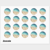 Sticker Rond Ocean Beach Cute Signature Boho Bienvenue Mariage (Feuille)