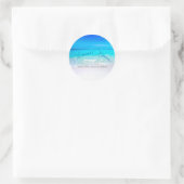 Sticker Rond Ocean Beach Vue sur la mer Bleue (Sac)