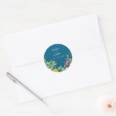 Sticker Rond Océan Bleu Fleurs tropicales Mariage Faveur (Enveloppe)