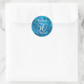 Sticker Rond Ocean Blue 50 et Fabuleux Anniversaire Favor (Sac)