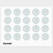 Sticker Rond Ocean Blue Chevron Modern Name Adresse de retour (Feuille)