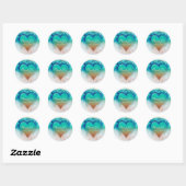 Sticker Rond Ocean Blue Heart Grunge Plage tropicale Favoriser (Feuille)