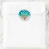 Sticker Rond Ocean Blue Heart Grunge Plage tropicale Favoriser (Sac)