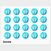 Sticker Rond Ocean Blue Parties scintillant Pieds Baby shower F (Feuille)