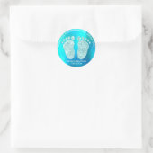 Sticker Rond Ocean Blue Parties scintillant Pieds Baby shower F (Sac)