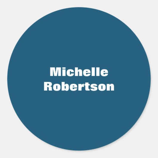 Sticker Rond Ocean Blue Plain Minimalist Ajouter son propre nom (Devant)