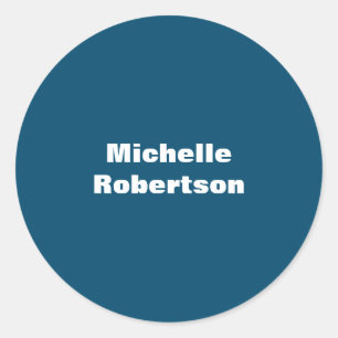 Sticker Rond Ocean Blue Plain Minimalist Ajouter son propre nom