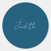 Sticker Rond Ocean Blue Professional Calligraphy Ajouter un nom (Devant)